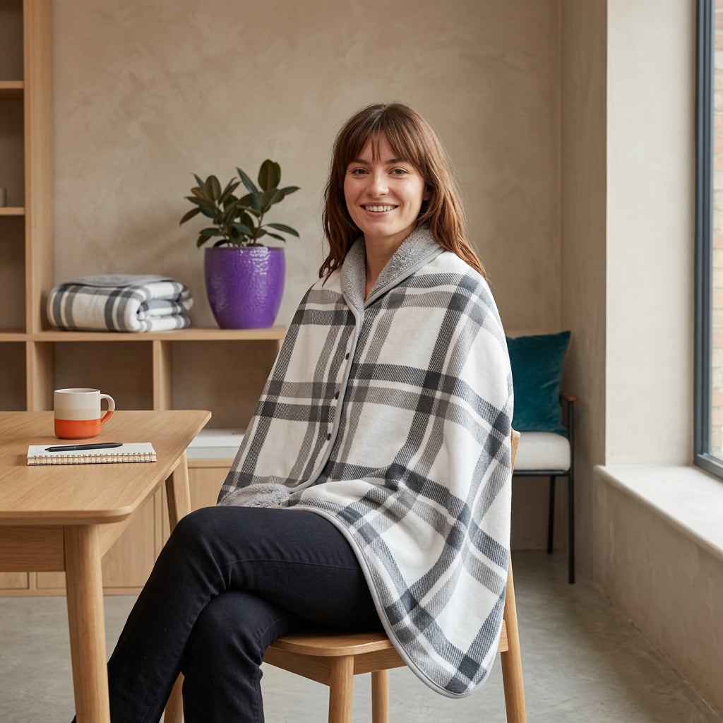 Manta Chal de Franela Wearable para Oficina y Uso Casual. Ideal para Abrigo y Comodidad con Estilo.